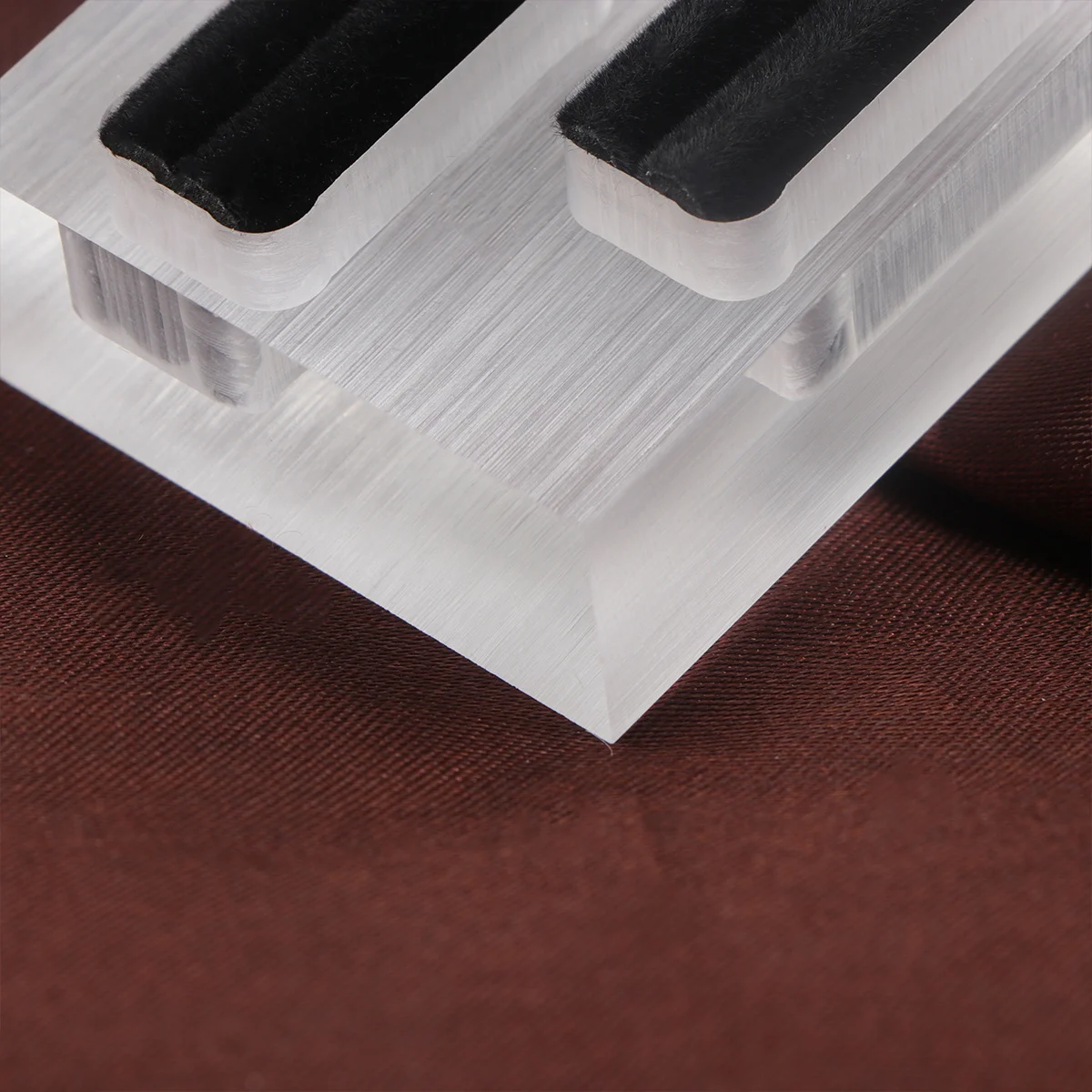 

Double Slots Acrylic Ring Display Stand Square Thickened Jewelry Organizer Matte White For Home Bathroom Bedroom Desktop