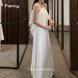 Fantazyjne proste koreańska suknia ślubna sesja zdjęciowa Halter Stretch satyna A Line suknie ślubne formalne Mariage Dress Plus Size niestandardowe