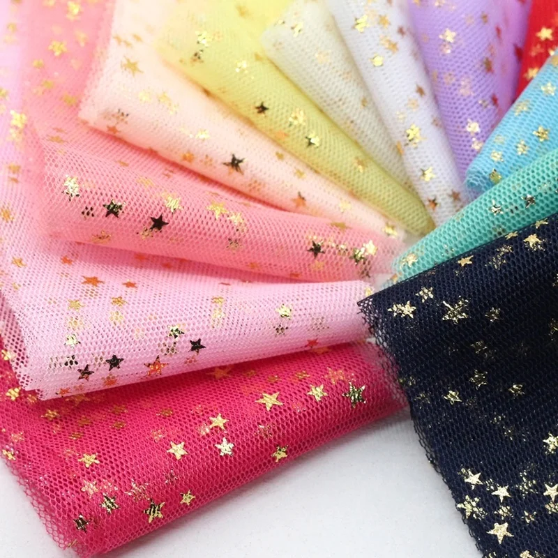 6cm 5yards Star Tulle Confetti Sequin Ribbon Tape Soft Tulle Roll Baking Cake Topper DIY Crafts Sewing Accessories Supplies