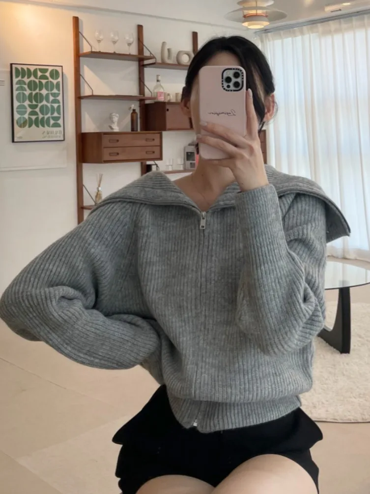 

Retro Navy Collar Sweater Jaet Women's Loose Versatile High-End Knitted Top Spring Autumn Winter Commute Sle Long Sve