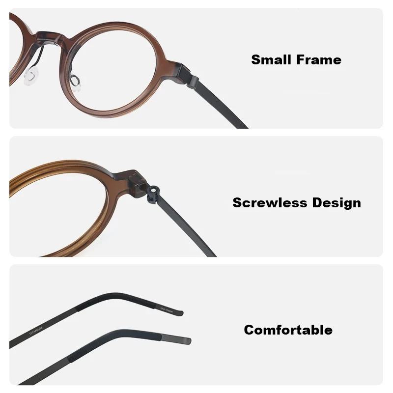 

EXTRA Denmark Brand Designer Round Acetate Titanium Glasses Frame Men Women Fashion Vintage Eyewear Small Brown Eyeglasses Gafa