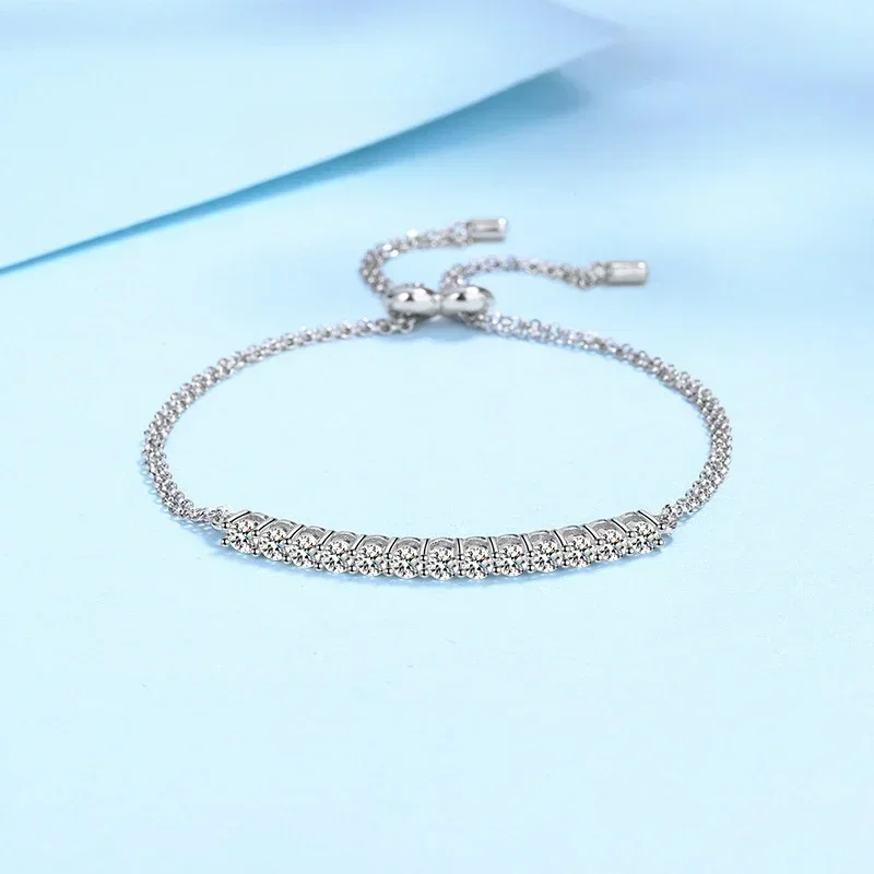

Very Popular PT950 Platinum Chain Bracelets D Color Total 1.3ct Moissanite Diamond for Women Luxury Girls and Ladys Jewelry Gift
