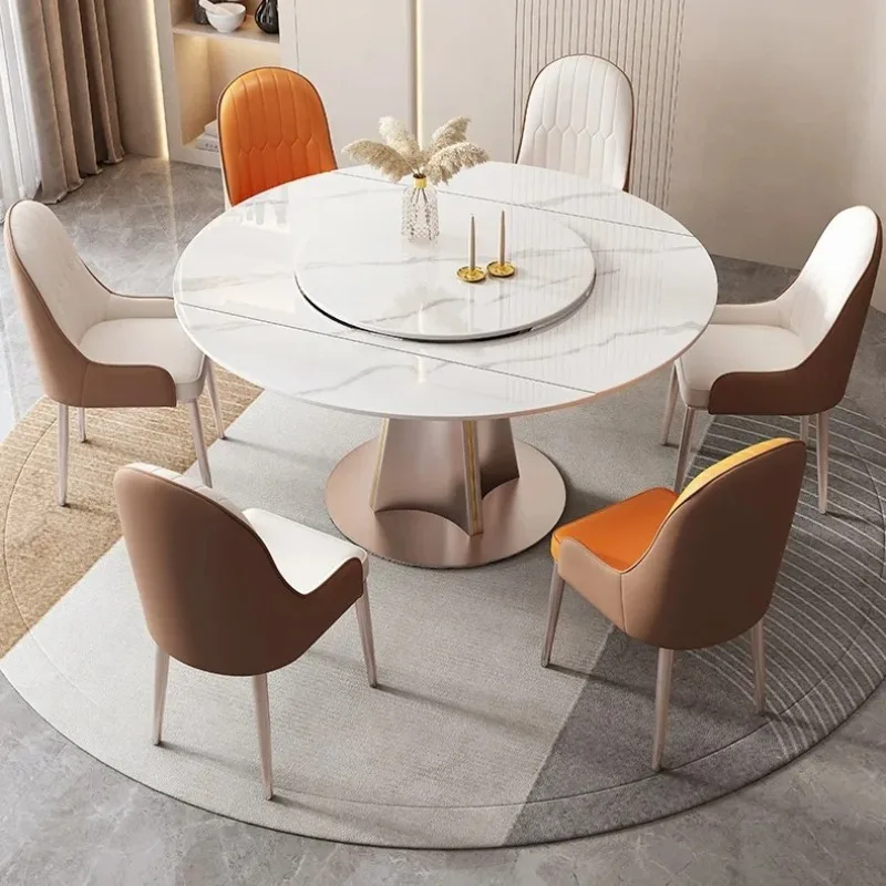 Mesa de comedor redonda extensible, Mesa de comedor de café de cocina plegable móvil, Mesa de mármol para balcón, juegos de muebles de jardín Plegables
