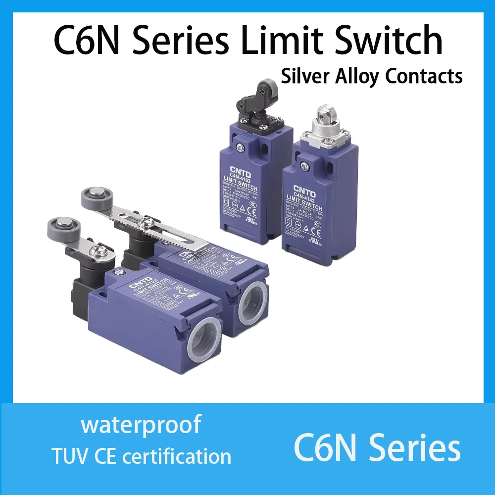 CNTD Micro Limit Switch C6N Series C6N‑101 C6N‑102 C6N‑111 C6N‑121 1NO1NC 10A 250V IP67 Waterproof For Automated Machinery