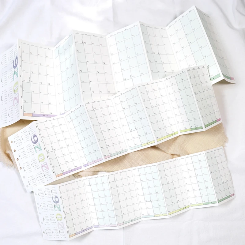 Fromthenon Loose Leaf Notebook Planner 2026 Calendar A6 A7 A8 8 Folding Calendar Year Plan Loose Leaf Journal Paper Accessories