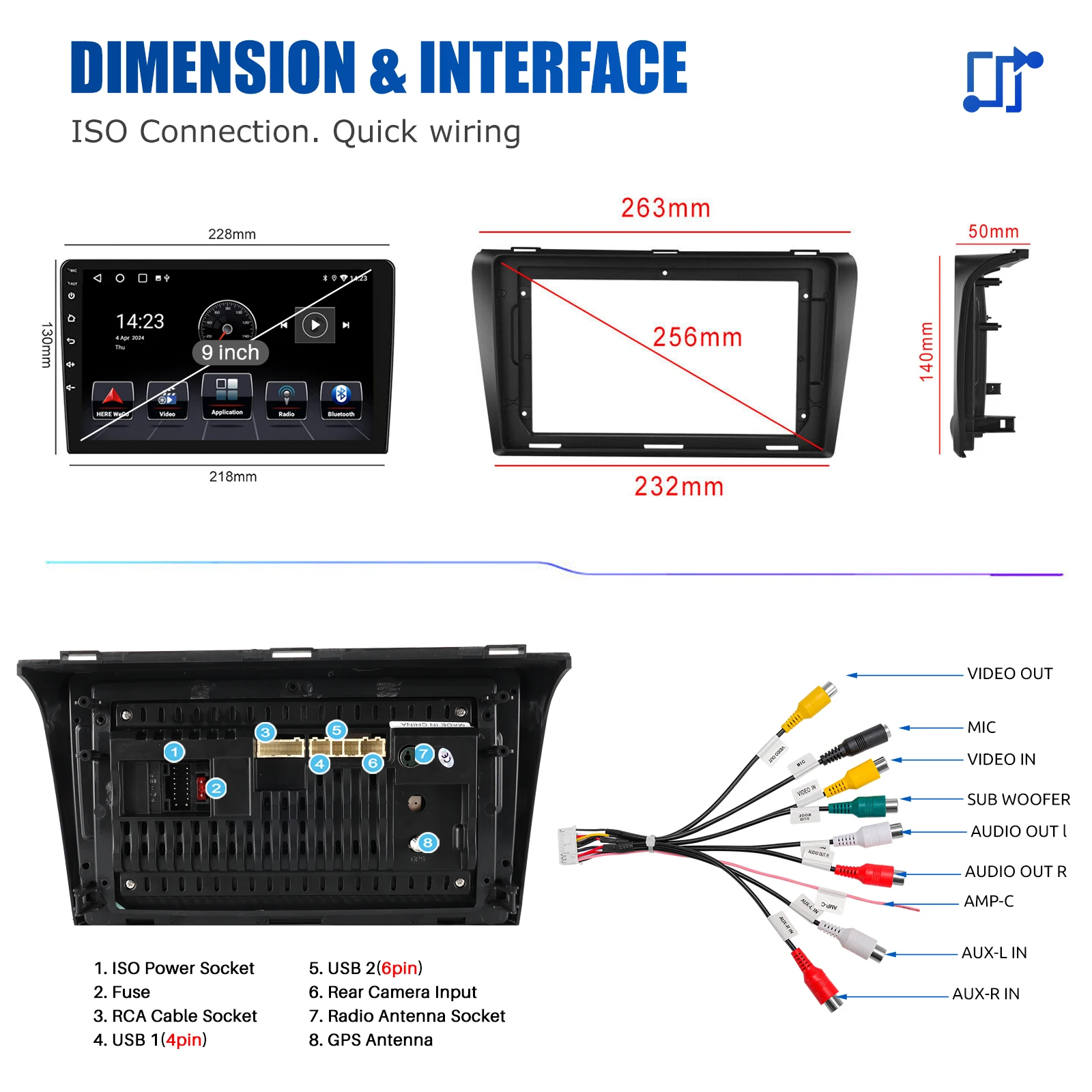 64GB For Mazda 3 2003-2009 Android 14 Car Stereo Apple CarPlay GPS Navigation Radio Bluetooth Head Unit FM/RDS IPS Touch Screen