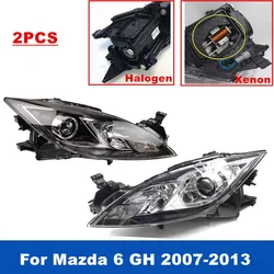 2PCS Left and Right Car Front Headlight Head Lamp Halogen Or Xenon HID Without Bulbs For Mazda 6 GH 2007-2013