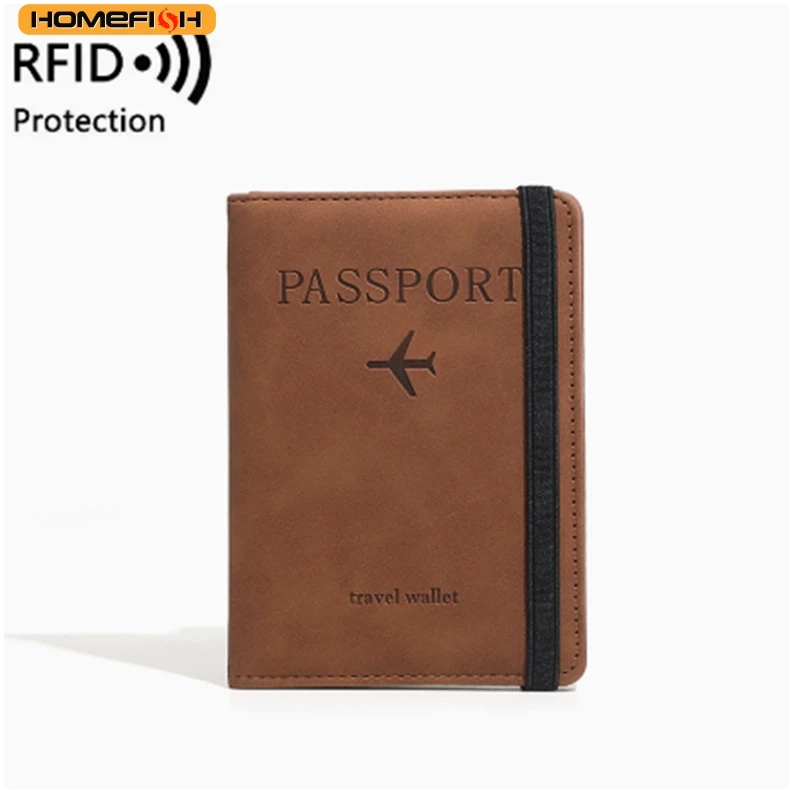 HOMEFISH Capa de Passaporte Vintage RFID para Mulheres e Homens, Porta-Cartões Multifuncional de Identidade e Cartões Bancários, Carteira de Couro PU para Viagem