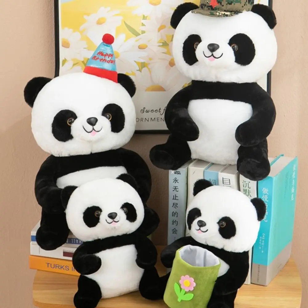 

PP Cotton Panda Plush Doll with Plush Ball Pen Container Simulation Panda Plush Toy Soft Comfortable Panda Plush Pillow