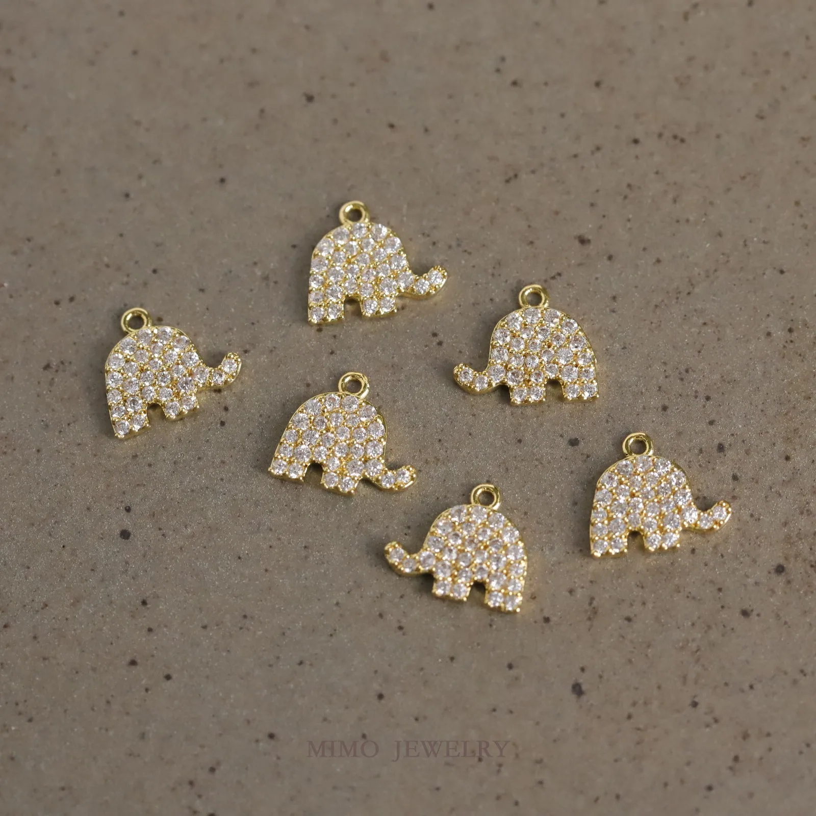 Exquisite Cute Little Elephant Full Diamond Micro Inlaid Zircon Charms Pendant Supplies DIY Hand Brass Gold Plated Accessories