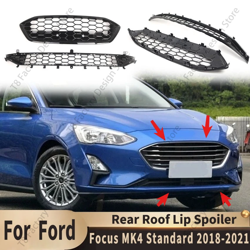 

Front Bumper Racing Grille for Ford Focus MK4 Standard 2018 2019 2020 2021 Honeycomb Upper Lower Racing Grill Body Kit Tuning