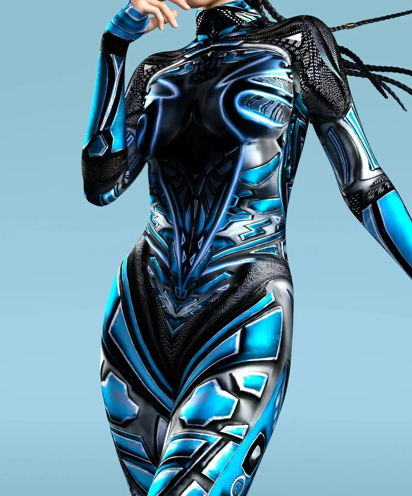 Armour Cyber Damen Cosplay Punk Jumpsuit Kostüm für Feiertage, Halloween-Party, Ausgefallene Aufführungen, Bodysuits, Rompers, Zentai – Detail 9