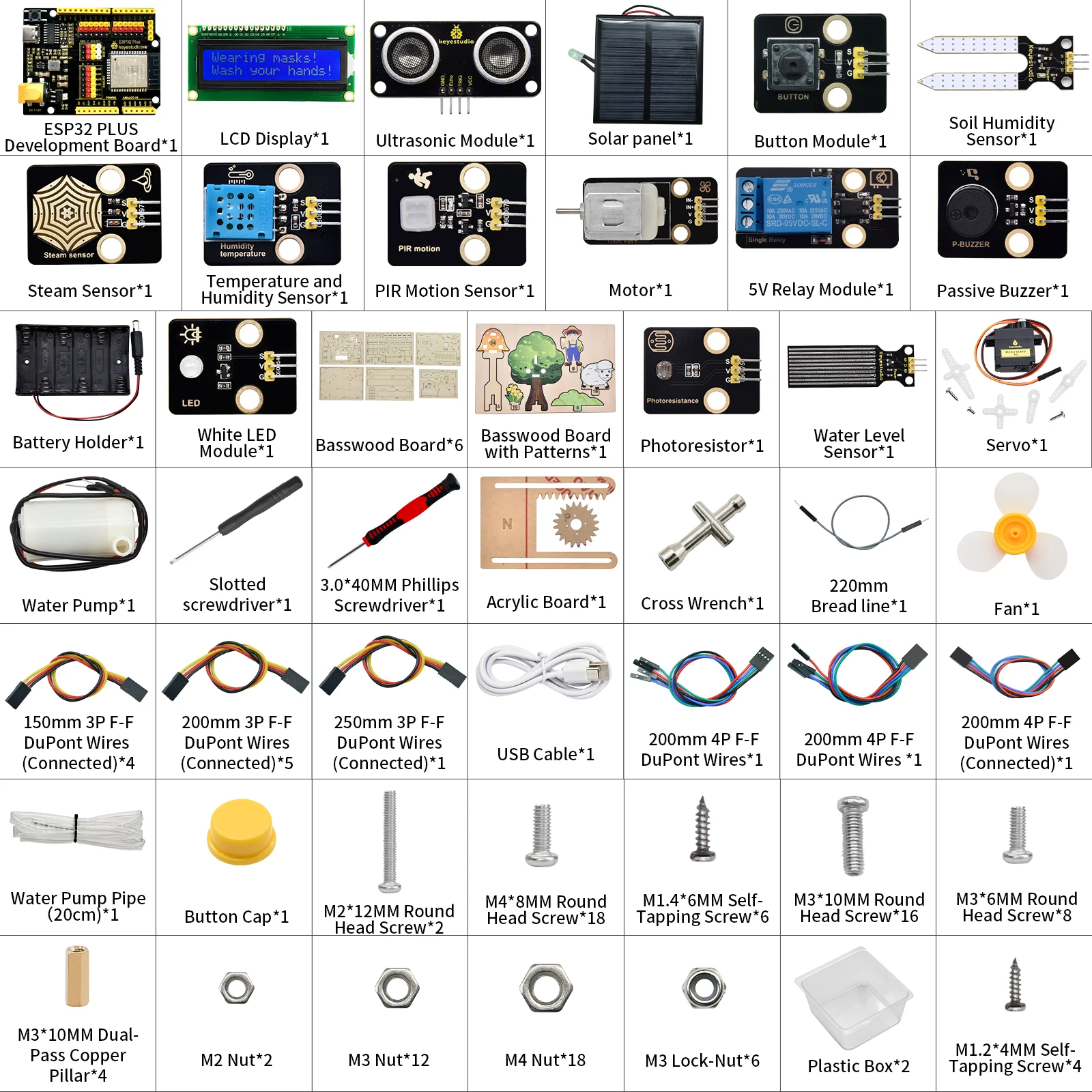 Kidsbits Keyestudio ESP32 Smart Farm IOT Starter Kit For Arduino ESP32 DIY Electronic Kit For Scratch 3.0 Graphical Programming