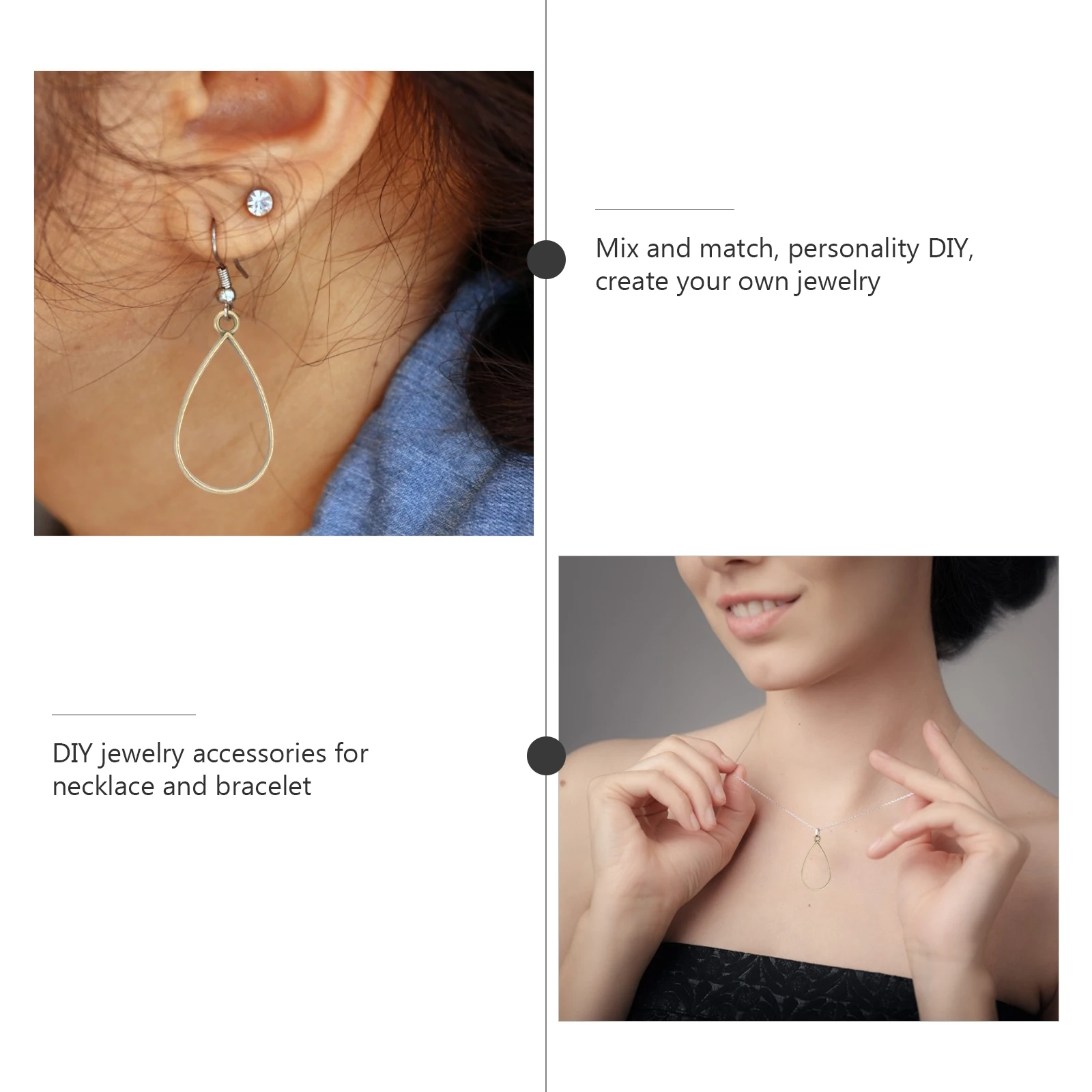 

50Pcs Creative Water Drop Pendant Frames DIY Jewelry Findings for Bag Pendant Sweater Chain Ornament Craft Gift Making Supplies