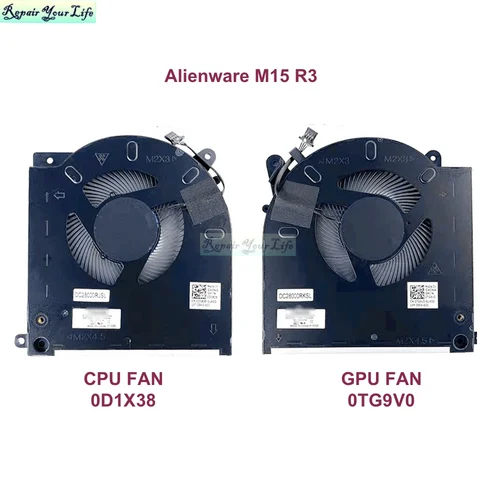 0D1X38 0TG9V0 CPU GPU ventiladores de refrigeración para Dell para Alienware M15 R3 M15 R4 ventilador para portátil radiador D1X38 TG9V0 EG50061S1-C080