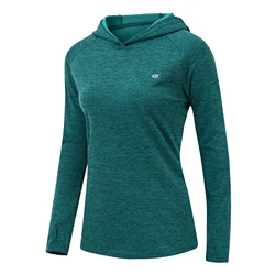 Kadın UPF50 + uzun kollu koşu Hoodie T-Shirt güneş/UV koruma nefes hızlı kuru T-Shirt açık spor kazak