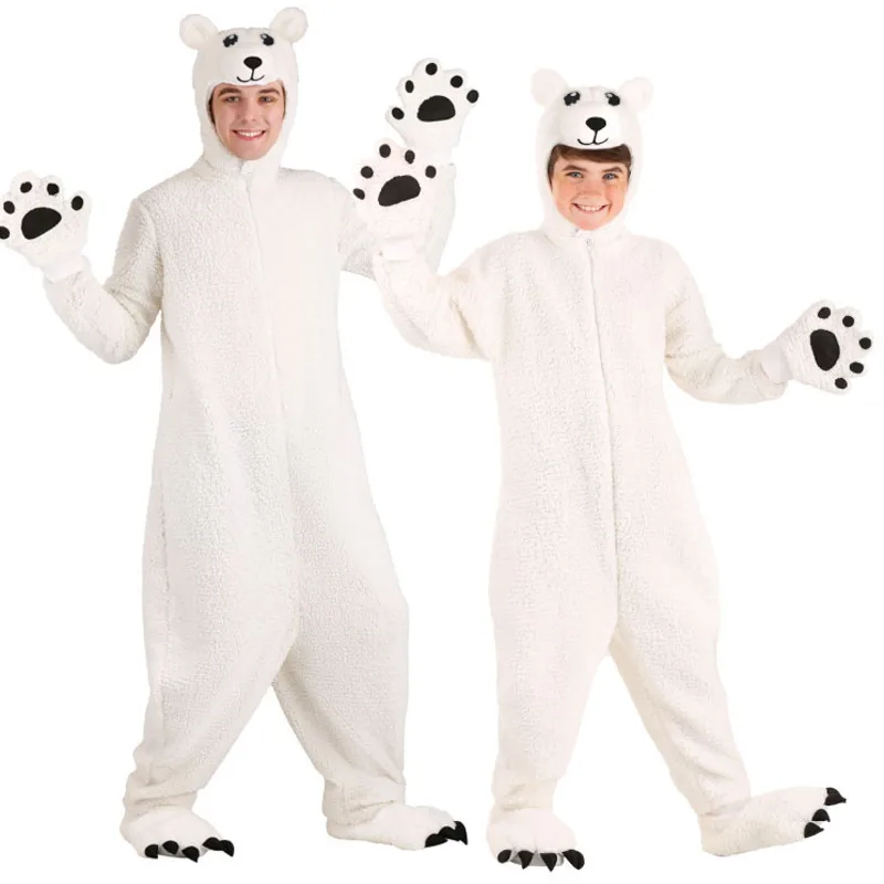 

Halloween Costume Children's Day Stage Performance Cosplay Adult Kid Bearr Animal Cute Polar Bear Costume White Bear Jumpsuit