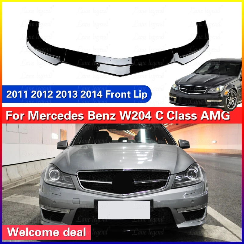 For Mercedes Benz W204 C Class Sedan C63 AMG 2011-2014 Car Front Bumper Spoiler Lip Lower Splitter Blade Body Kit