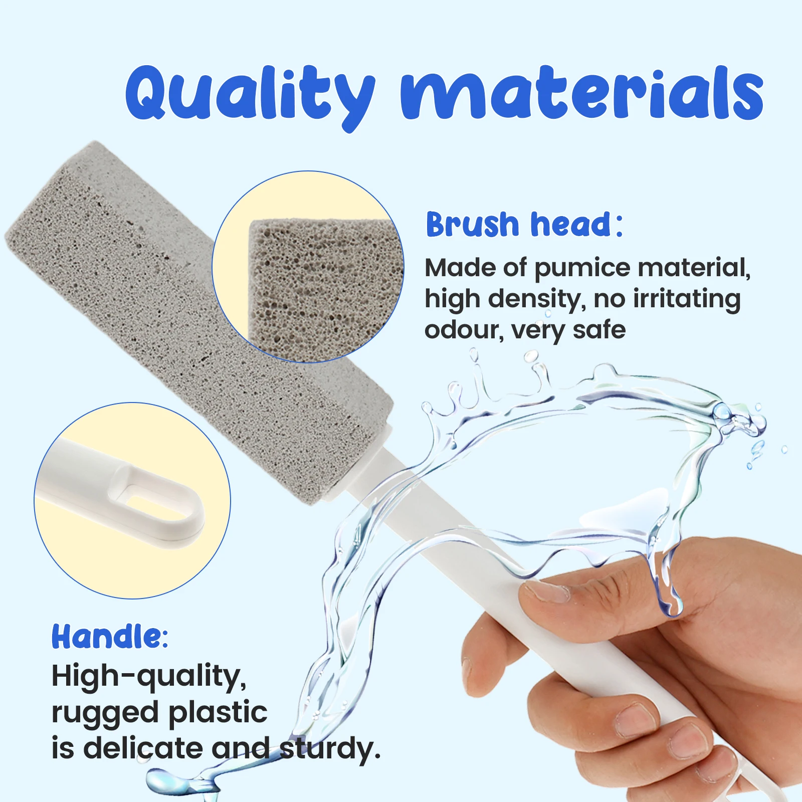 6Pcs Pumice Cleaning Brush Stick Stone Powerful Toilet Cleaner Long Handle Detachable Scouring Flexible Bath Flooring