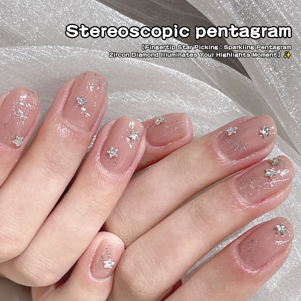 30 Stück 3mm Mini Fünfzackiger Stern Flache Nagelsteine Super Funkelnde Bunte 3D Stern Zirkon Kristall Stern Nagelkunst Dekorationen – Detail 5