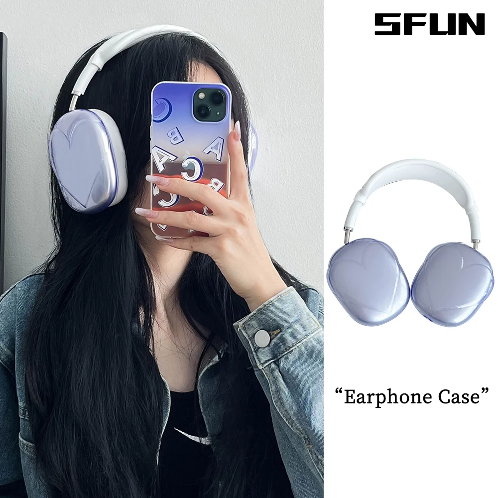 

3D Transparent Love Earphone Case Suitable for AirPods Max Protective Case Headworn Bluetooth Earphone Accessories