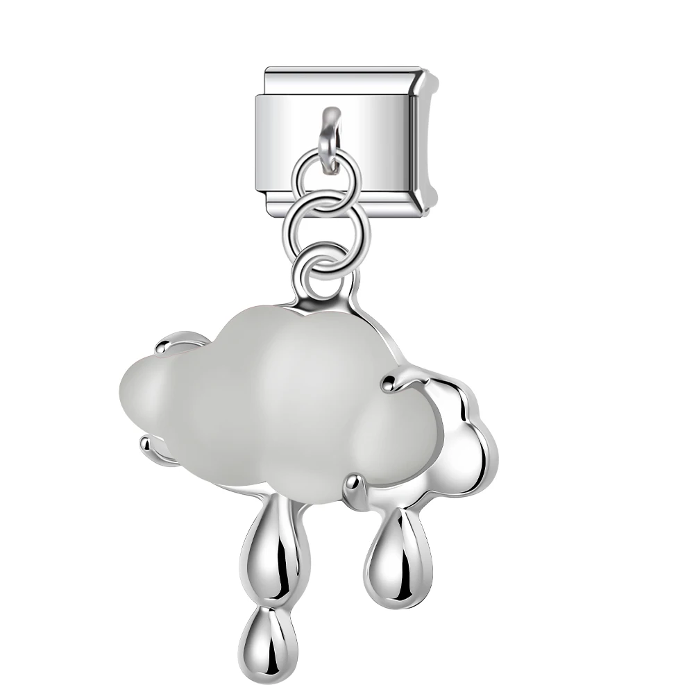 Trusta Weather series cloud lightning rain love sun Pendant Italian Module charm bracelet 1pc Stainless Steel Girl Gift New N828