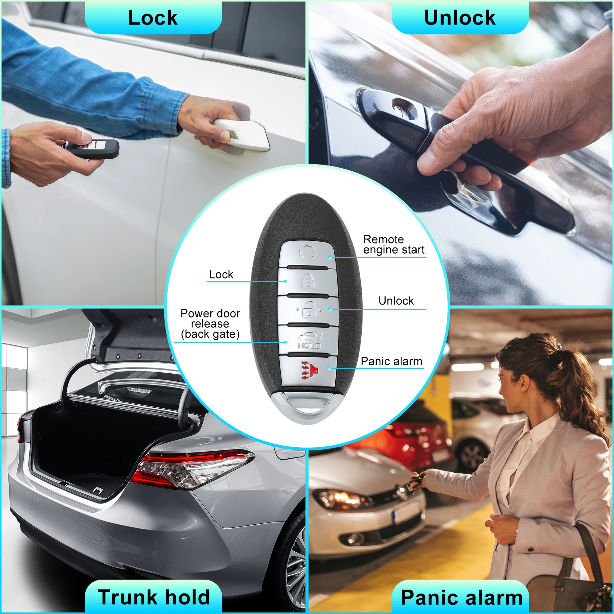 UXCELL CWTWB1G744 433 МГц дистанционный брелок для бесключевого доступа для Nissan Armada 17-20 4 кнопки
