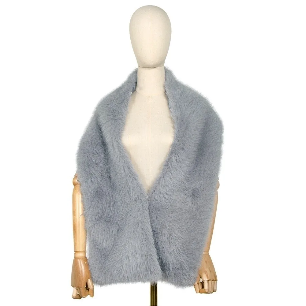 

Элегантная однотонная шаль-накидка в корейском стиле, мягкий шарф из искусственного меха, утепленный воротник-снуд, накладной воротник для невесты, повседневный.