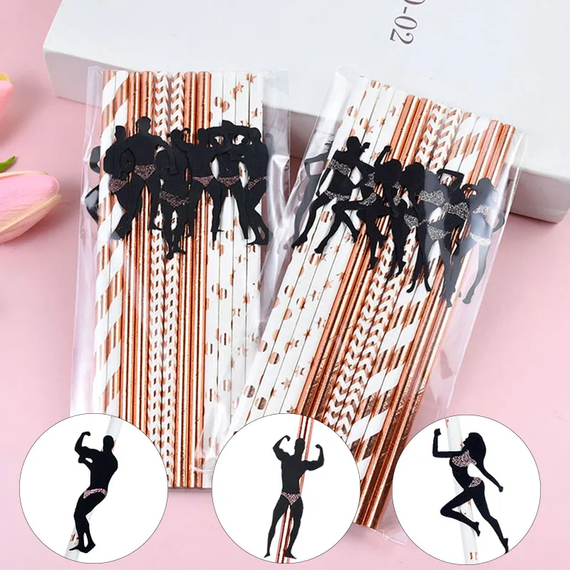 12/24Pcs Stripper Dancing Men Drinking Straw Bachelorette Party Decoration Disposable Straws For Wedding Brid Hen Party Supplies