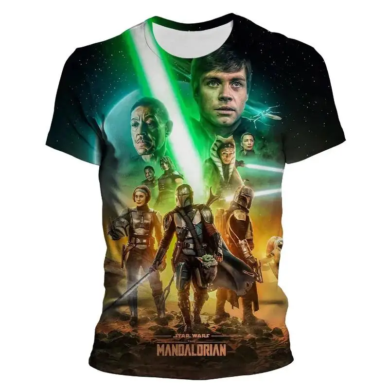 

Disney 2025 The Mandalorian T Shirt Boy Women Short Sleeves 3d Print T-shirt Summer Streetwear Boy Girl Tops Cool