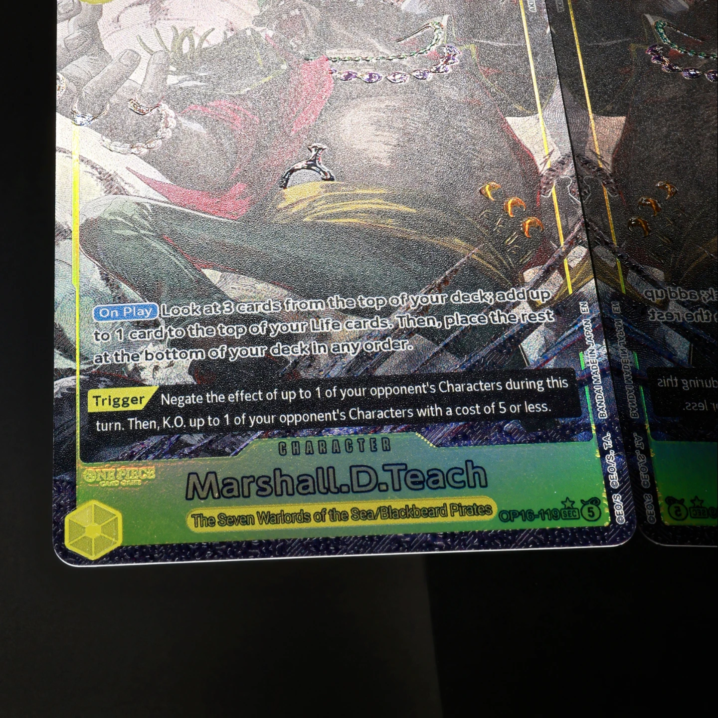 One Piece TCG OPCG Englisch OP16-119 Teach SEC Regular Alt Art Karte 8 Kosten Gelb Teach Texturierte Folienkarte Anime Sammelkarte – Detail 5