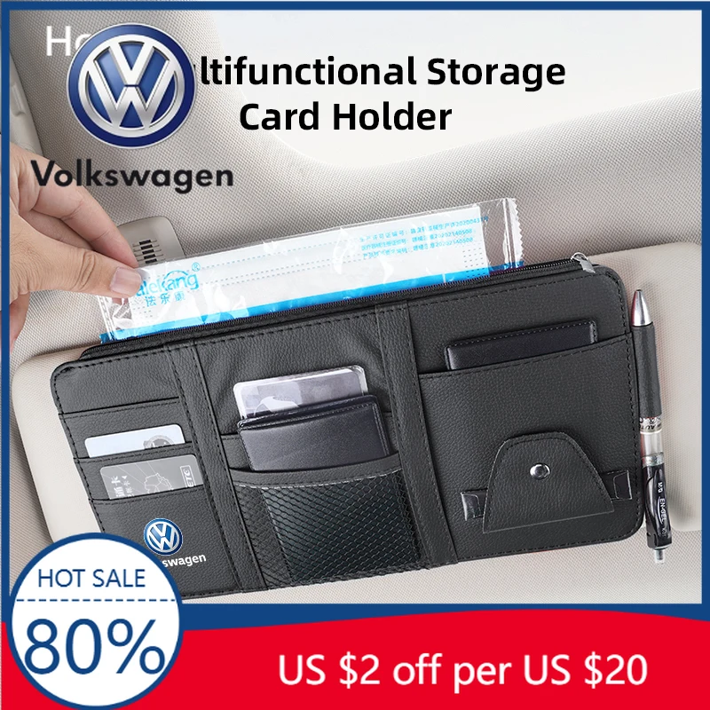 

Для VW Volkswagen Jetta MK5 Golf PU кожа автомобильный солнцезащитный козырек сумка для хранения билетов аксессуары для Volkswagen GTI Scirocco Magota