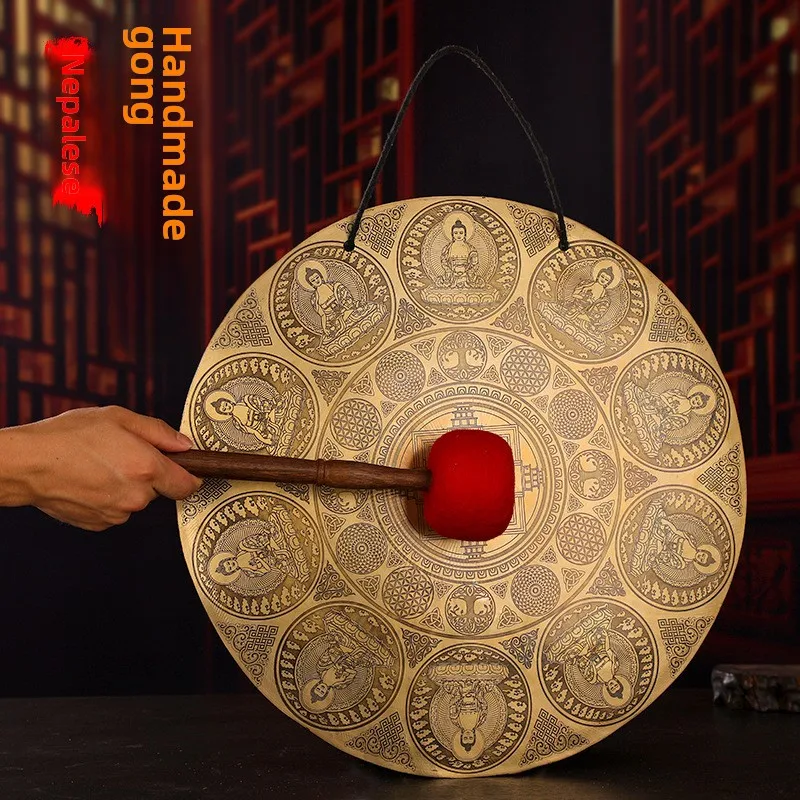 Handgefertigtes nepalesisches Messing-Gong-Dekor, Yoga-Sound, Heilinstrument, Meditationszubehör