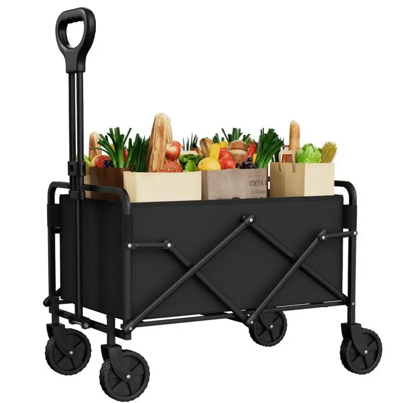 Heavy Duty Folding Wagon All-Terrain Collapsible Utility Cart Large Capacity Portable Hand Truck Stainless Steel Frame Oxford Cloth Outdoor Camping Beach Shopping Party Holiday Gift 100kg 150kg 220lbs 330lbs Capacity