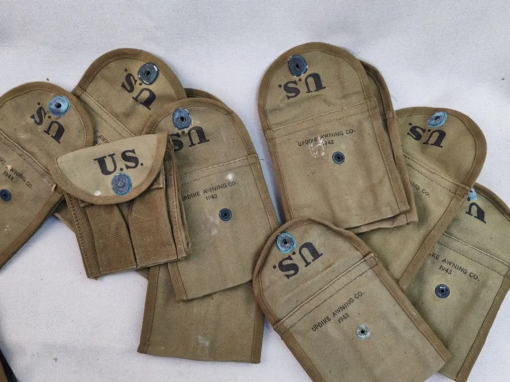 10PCS MILITARY SURPLUS GENUINE ORIGINAL WW2 US M1 M2 CARBINE Canvas Magazine Pouch Hi-Q1943