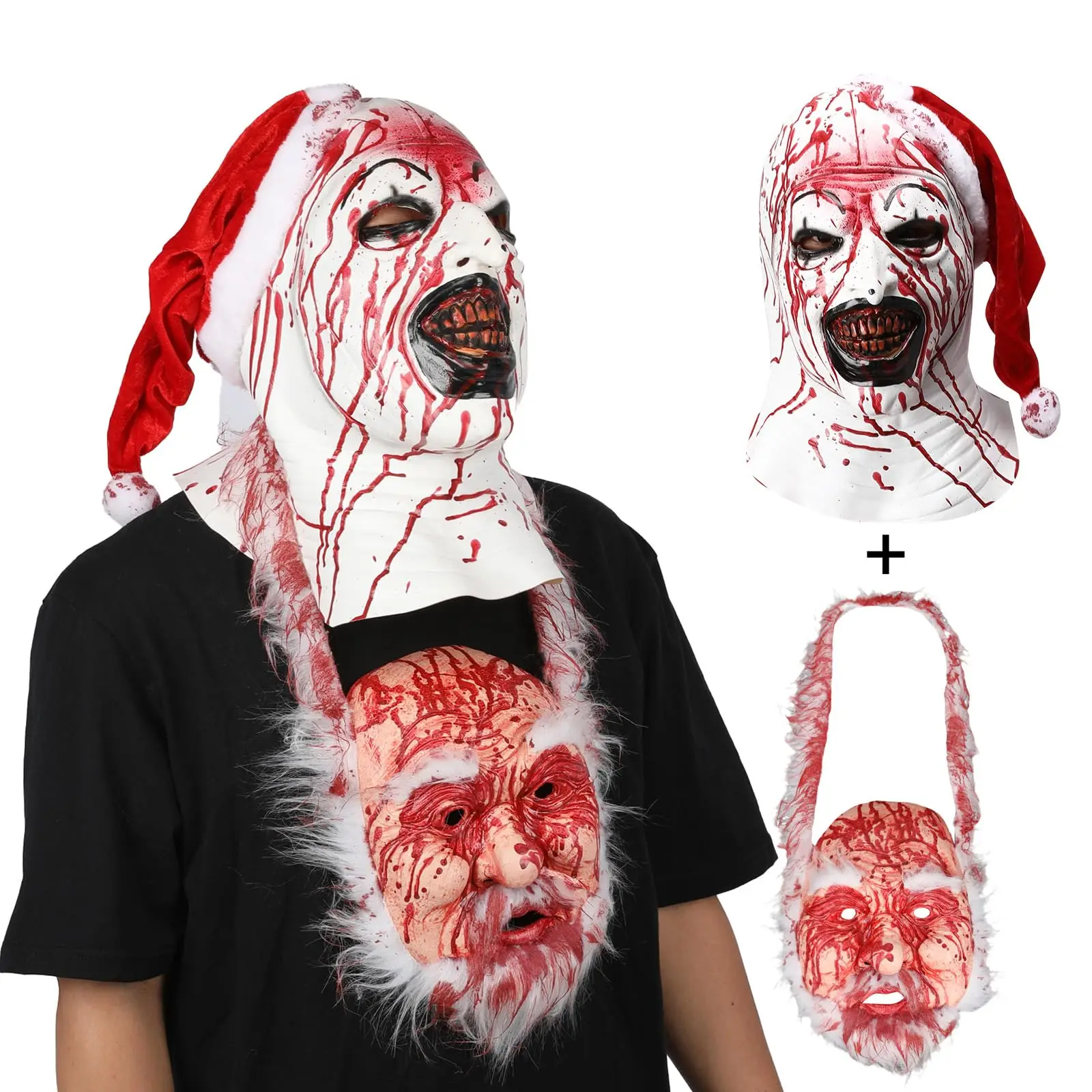블러디 클라운 마스크 아트 더 클라운 라텍스 마스크 무서운 킬러 풀 헤드 헬멧 할로윈 코스프레 의상 소품 성인용