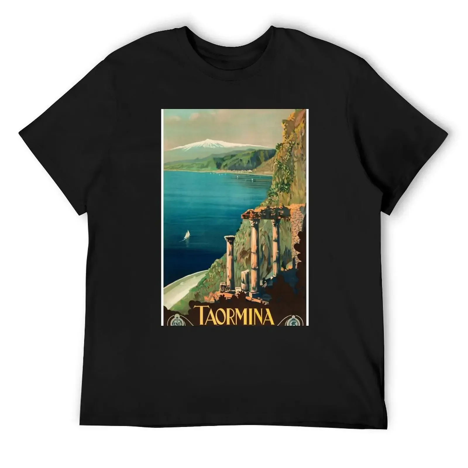 Taormina, Italy Vintage Travel Poster T-Shirt boys whites man t shirt Man t-shirt outfits for men