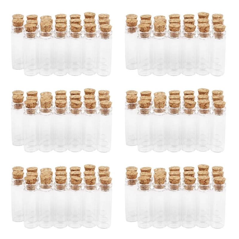 120Pcs 11X32mm Tiny Mini Empty Clear Cork Glass Bottles Vials 2Ml