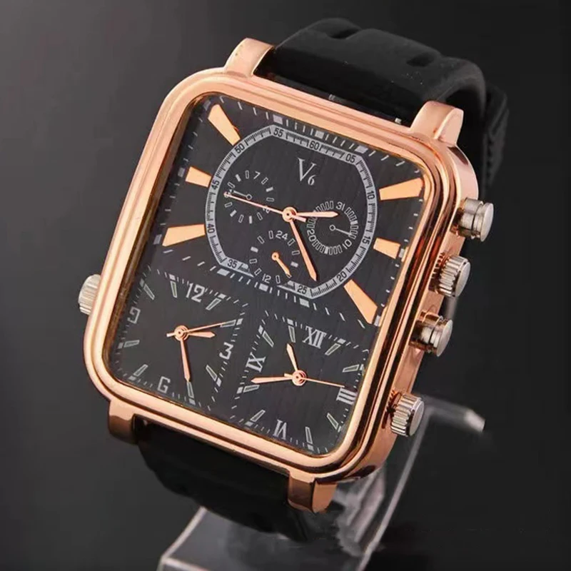 Unusual Watch for Men Conceptual Dial Luxury Male Sport Quartz Wristwatch Square Rectangle Shape Clock Male Business Man Watches