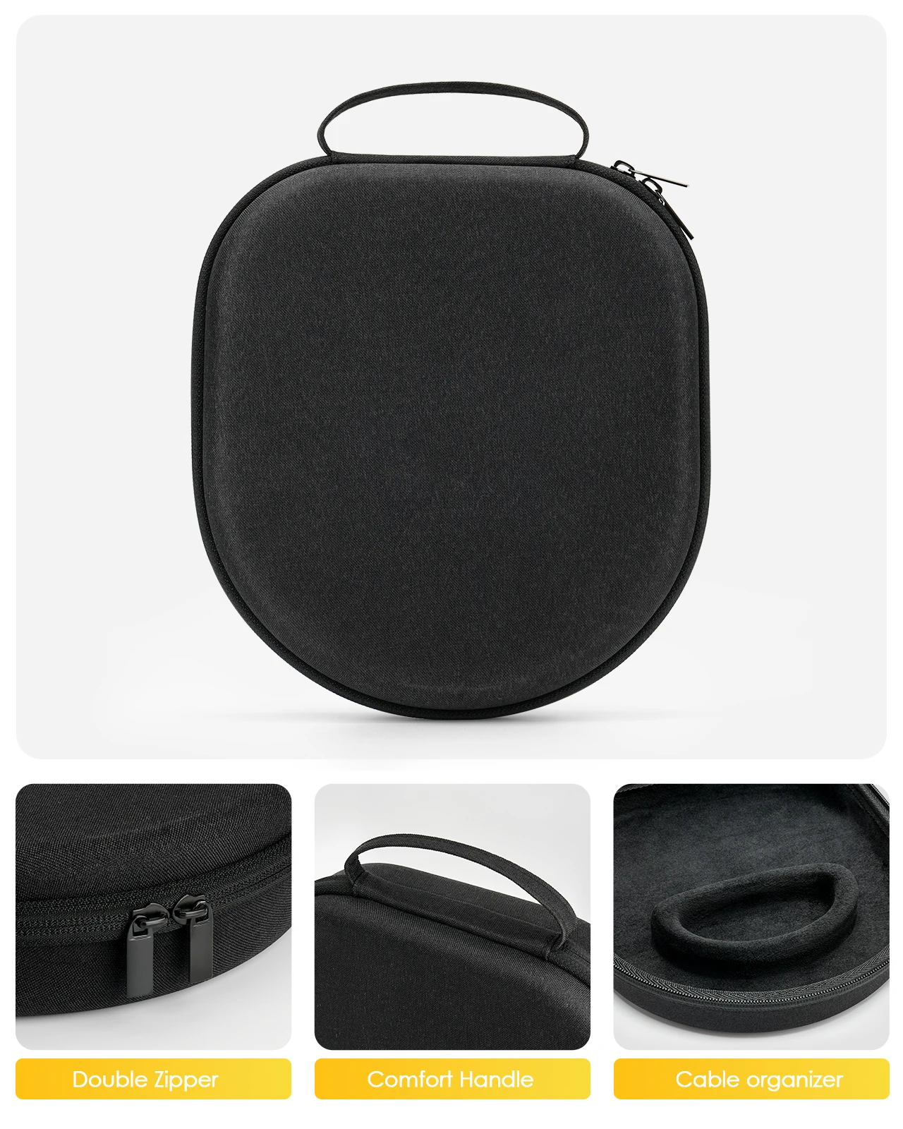 Yinke Hard EVA Carrying Case For Dyson Headphones Portable Travel Storage Bag Hand Strap Shockproof Waterproof Protective Cover view 5