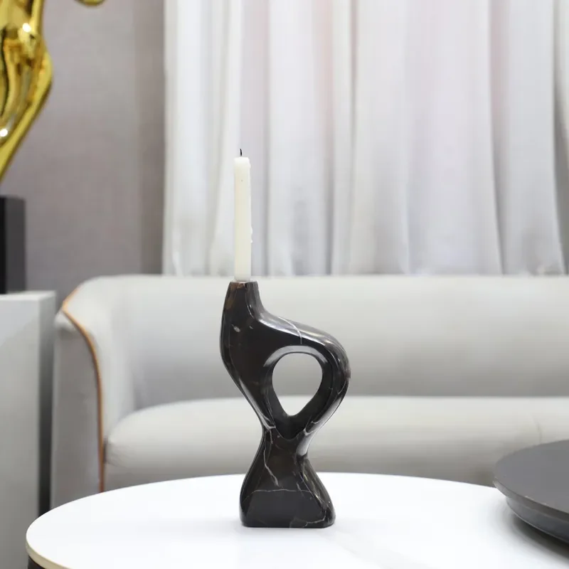 Modern Geometric Marble Candle Holder Minimalist Table Centerpiece for Living Room Hotel Decor Natural Stone Ornament Natural