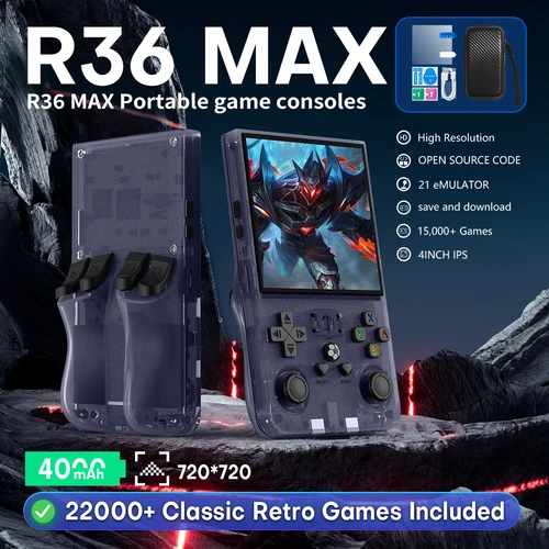 Consola de juegos portátil Retro AISLPC R36s MAX 64/128G más de 18000 juegos integrados pantalla IPS de 4,0 pulgadas reproductor de videojuegos portátil R36max