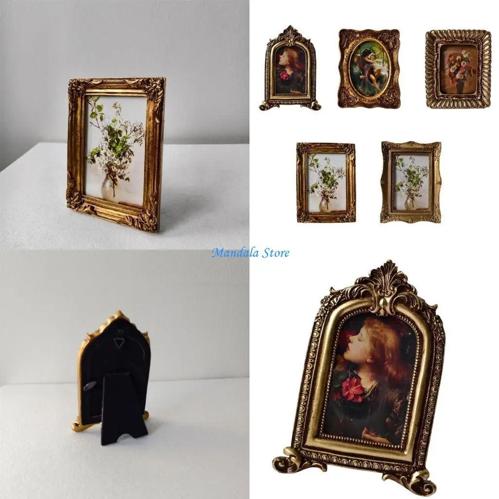 U2JC Antique Ornate Photo Frame Old Fashioned Picture Frame Retro Picture Frame
