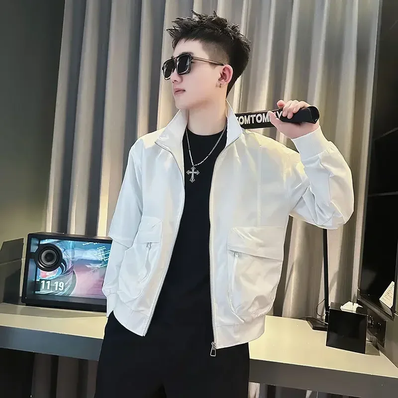 Male Coats Trendy Slim Fit Men's Jackets Solid Color Stylish New In Cold Harajuku Cheap Sale Joker Clothing Fashion 2024 Deals