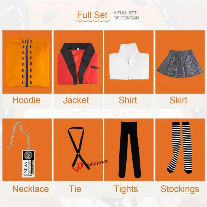 A Litter Of Bears Аниме Kakegurui School Girl JK Uniform Hoodie Rune Runa Yomotsuki Косплей Костюм Kirari Yumeko Jaba 2025 Новый