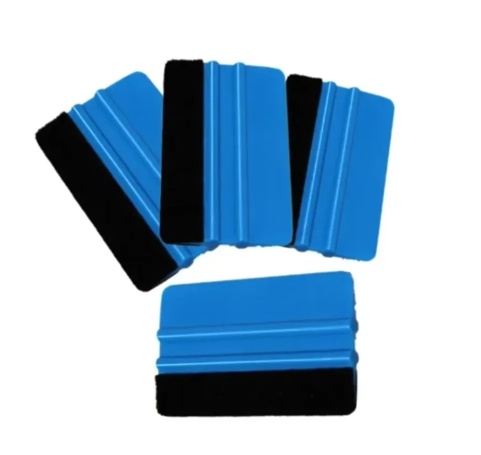 

Car Blue Vinyl Carbon FiberLOOK Window Ice Remover Cleaning Wash Car Scraper With Felt Squeegee Tool Film Wrapping Scraper