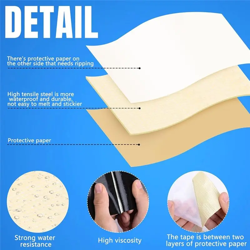 DT17 Pond Liner Seam Tape, Double Sided Self Waterproof Pond Seam Tape for Garden Pond Repair, 3 Inch Wide