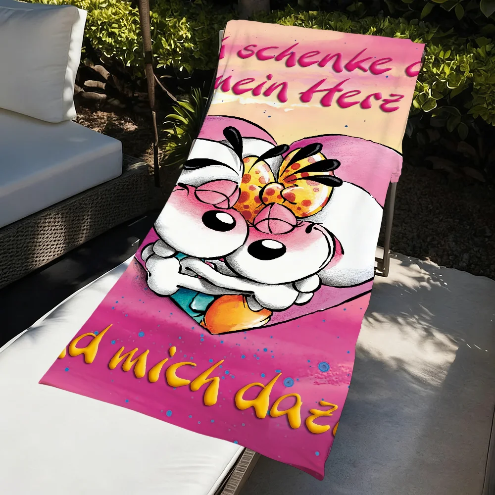 Character Cut D-diddl Towel Large Quick-Drying Microfiber Soft Beach Towel for Travel Fitness Sauna Bathing Camping