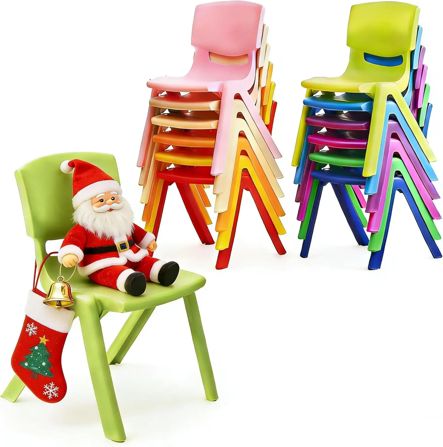 

12Pcs Stackable School Chairs, Colorful Kids Plastic Chair for Toddlers with 11'' Seat, Kids Flexible Seating for Classroom