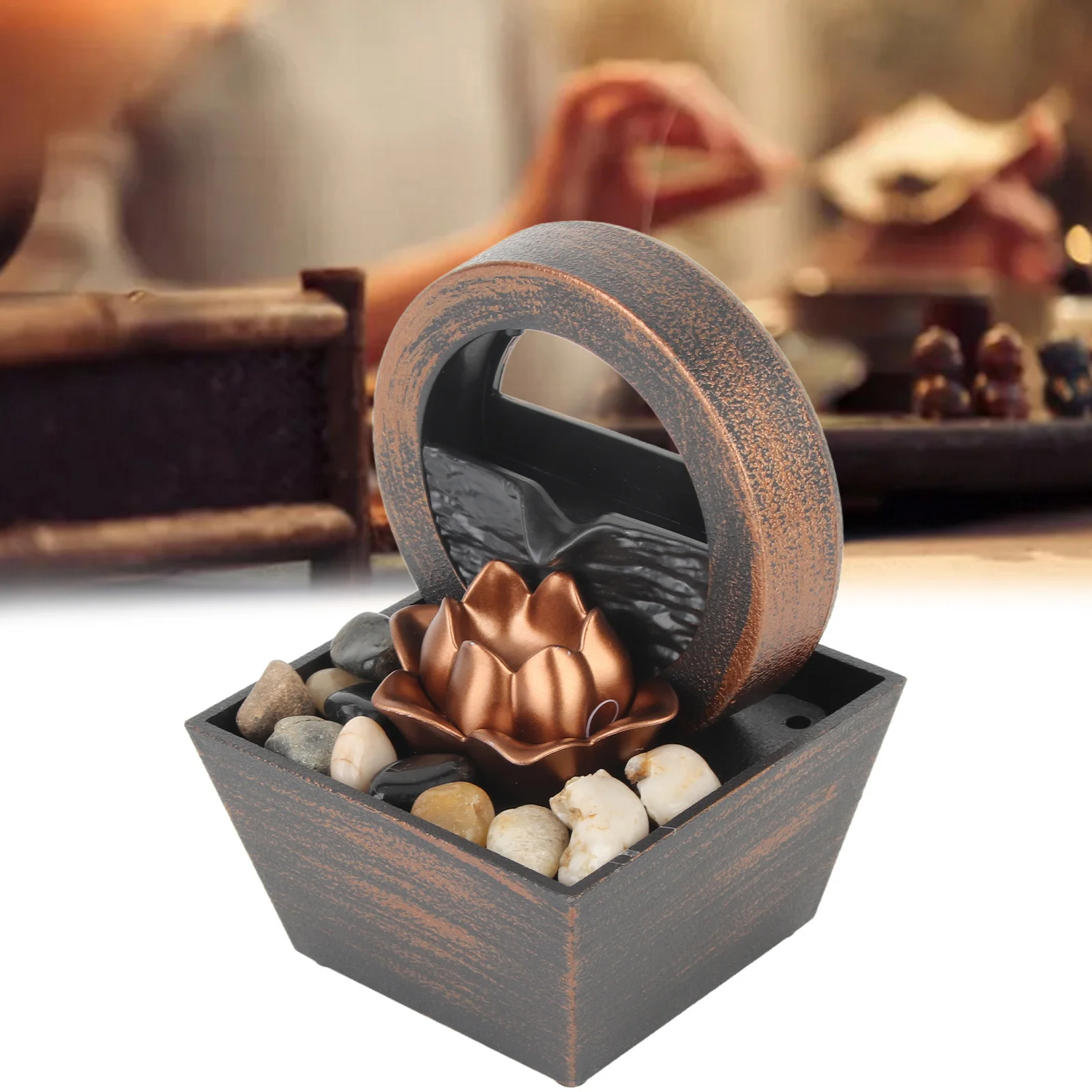 

LED Tabletop Fountain 5V Decorative Relieve Stress Waterfall Fountain Exquisite Plastic for Home Decoration